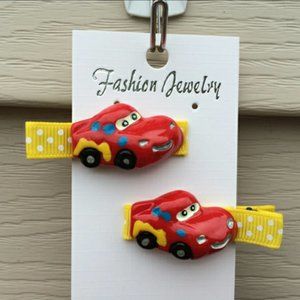 Girls Red Yellow Character Grosgrain Double Prong Alligator Hair Clip Accessorie